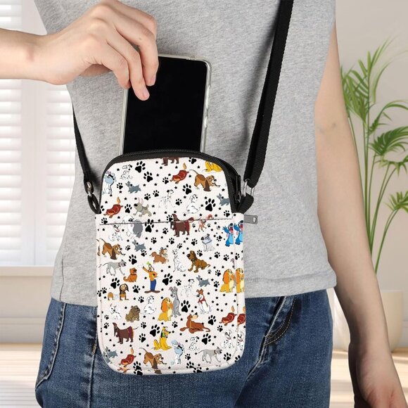 Dog Lover Crossbody Bag Cartoon Puppy Gifts Waterproof Canvas Unisex - Picture 5 of 7